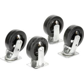 Centerline Dynamics Plate Casters Global Industrial™ 6" x 2" Mold-On Rubber Caster Kit 2 Swivel, 2 Rigid