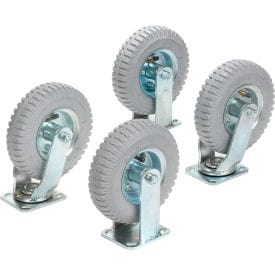 Centerline Dynamics Plate Casters Global Industrial™ 8" x 2.80" Full Pneumatic Caster Kit 2 Swivel, 2 Rigid