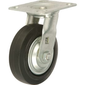 Centerline Dynamics Plate Casters Global Industrial™ Heavy Duty Swivel Plate Caster 5" Mold-on Rubber Wheel 350 lb. Capacity