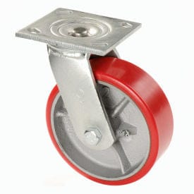 Centerline Dynamics Plate Casters Global Industrial™ Heavy Duty Swivel Plate Caster 5" Polyurethane Wheel 500 Lb. Capacity