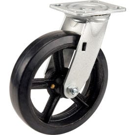 Centerline Dynamics Plate Casters Global Industrial™ Heavy Duty Swivel Plate Caster 8" Mold-On Rubber Wheel 600 Lb. Capacity