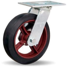 Centerline Dynamics Plate Casters Hamilton® General Service Swivel 8 x 2 Mold-On Rubber Roller 500 Lb. Caster
