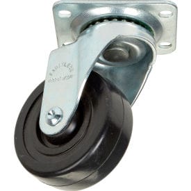 Centerline Dynamics Plate Casters Medium Duty Swivel Plate Caster 3-1/2" Soft Rubber Wheel 200 Lb. Capacity