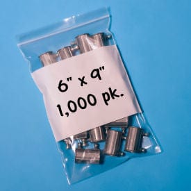 Centerline Dynamics Poly Bags Reclosable Poly Bags W/ Write On Label, 6"W x 9"L, 2 Mil, Clear, 1000/Pack