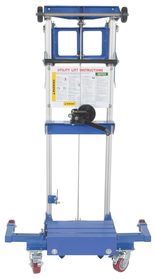 Centerline Dynamics Portable Load Lifters Vestil Aluminum/Steel Manual Hand Winch Lift Truck With Counter Balance 500 Lb. Capacity