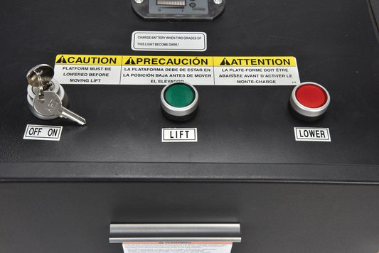 Centerline Dynamics Portable Load Lifters Vestil Steel Portable DC Powered Hefti-Lift 37 In. x 69 In. 880 Lb. Capacity