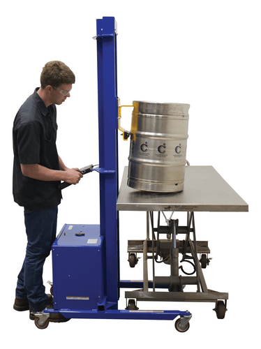 Centerline Dynamics Portable Load Lifters Vestil Steel Quick Lift DC Powered Keg Lift 72 In. Raised Height 400 Lb. Capacity