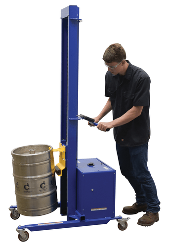 Centerline Dynamics Portable Load Lifters Vestil Steel Quick Lift DC Powered Keg Lift 72 In. Raised Height 400 Lb. Capacity