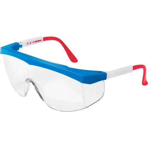 Centerline Dynamics PPE MCR Safety SS130 Stratos® Safety Glasses, Red/White/Blue Frame, Clear Lens