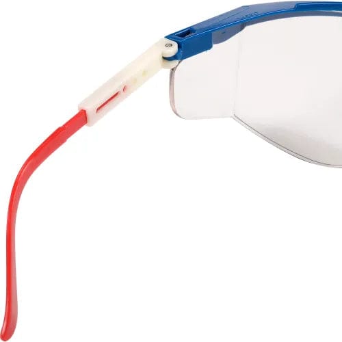 Centerline Dynamics PPE MCR Safety SS130 Stratos® Safety Glasses, Red/White/Blue Frame, Clear Lens
