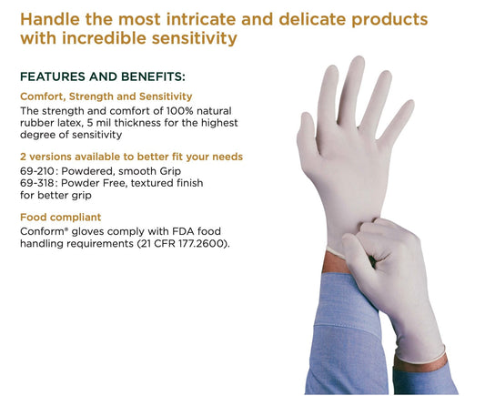 Centerline Dynamics PPE TouchNTuff® 69-210 Industrial Grade Latex Gloves, Powdered, Natural, M, 100 Gloves/Box