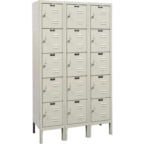 Centerline Dynamics Premium Box Lockers Tan Hallowell 5-Tier 15 Door Premium Locker, 36"W x 12"D x 66"H