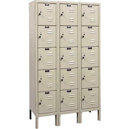 Centerline Dynamics Premium Box Lockers Tan Hallowell 5-Tier 15 Door Premium Locker, 36"W x 15"D x 66"H