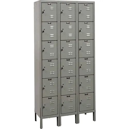 Centerline Dynamics Premium Kd Box Lockers Dark Gray / Assembled Hallowell 6-Tier 18 Door Premium Locker, 36"W x 15"D x 78"H