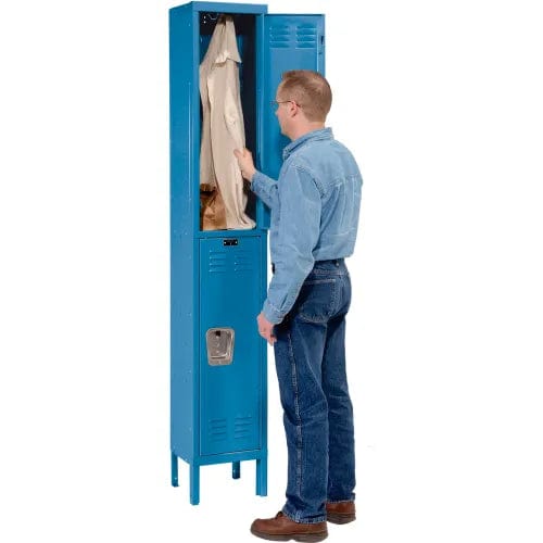 Centerline Dynamics Premium Wardrobe Lockers Hallowell 2-Tier 2 Door Premium Kd Wardrobe Lockers In Stock Blue Assembled U1258-2A-MB