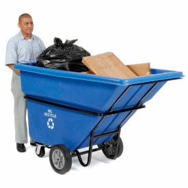 Centerline Dynamics Recycling Trucks Extra HD Plastic Recycling Tilt Truck, 1 Cu. Yd. Cap, 2100 Lbs. Cap, Blue