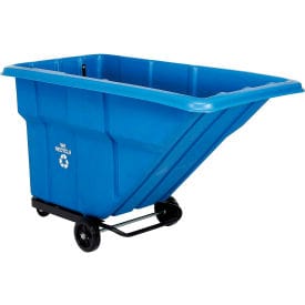 Centerline Dynamics Recycling Trucks Standard Duty Plastic Recycling Tilt Truck 1 Cu. Yd. Cap, 1000 Lbs Cap, Blue