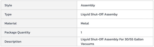 Centerline Dynamics Replacement Parts Guardair Liquid Shut-Off Assembly For 30 & 50 Gallon Pneumatic Vacuums - Pkg Qty 2