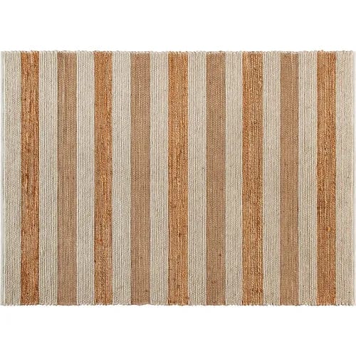 Centerline Dynamics Rugs 5' x 7' Handwoven Striped Jute Blend Area Rug, Natural