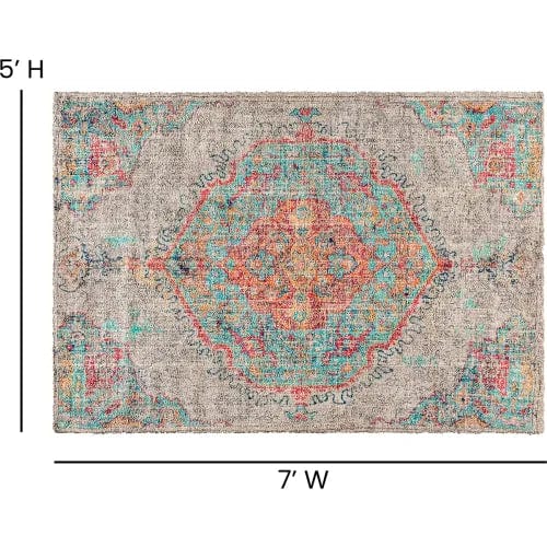 Centerline Dynamics Rugs Distressed Medallion Area Rug, 5' x 7', Gray Multi Polyester