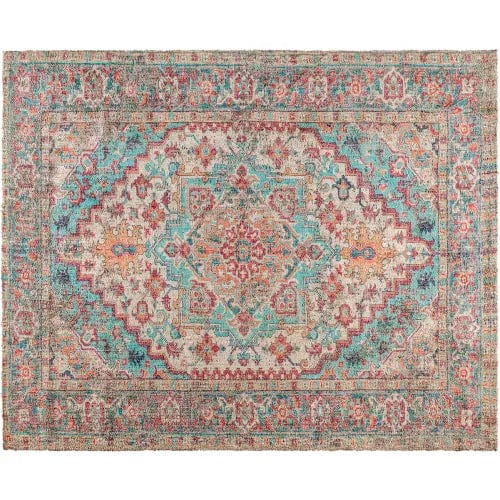 Centerline Dynamics Rugs Distressed Vintage Medallion Area Rug, 8' x 10', Blue Multi Polyester