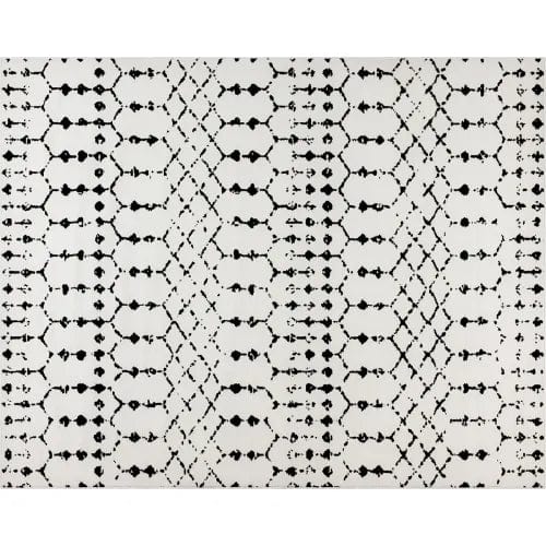 Centerline Dynamics Rugs Geometric Bohemian Low Pile Rug, 8' x 10', Ivory/Black