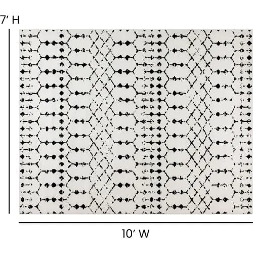 Centerline Dynamics Rugs Geometric Bohemian Low Pile Rug, 8' x 10', Ivory/Black
