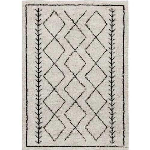 Centerline Dynamics Rugs Geometric Style Bohemian Shag Area Rug - 8' x 10' - Ivory