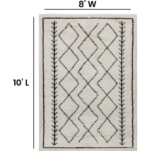 Centerline Dynamics Rugs Geometric Style Bohemian Shag Area Rug - 8' x 10' - Ivory