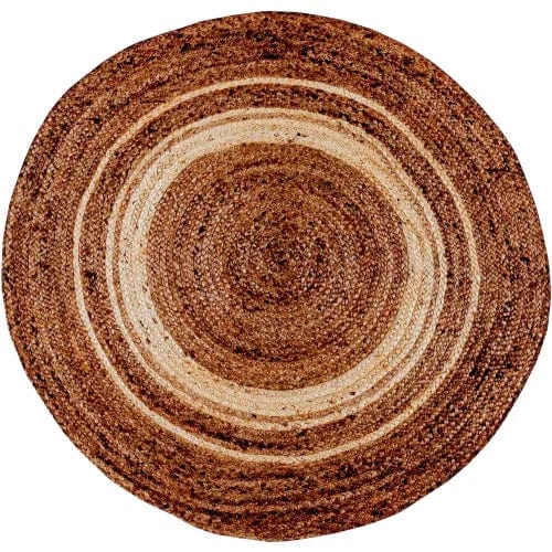 Centerline Dynamics Rugs Natural Fiber Jute Area Rug 4 Foot Round - Braided Indoor Jute Rug - Natural