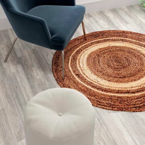 Centerline Dynamics Rugs Natural Fiber Jute Area Rug 4 Foot Round - Braided Indoor Jute Rug - Natural