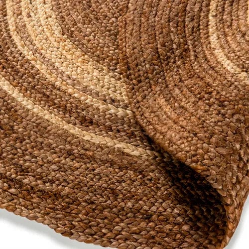 Centerline Dynamics Rugs Natural Fiber Jute Area Rug 4 Foot Round - Braided Indoor Jute Rug - Natural