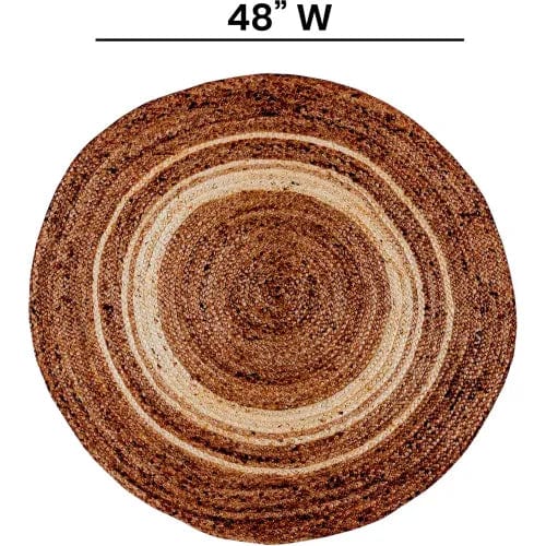 Centerline Dynamics Rugs Natural Fiber Jute Area Rug 4 Foot Round - Braided Indoor Jute Rug - Natural