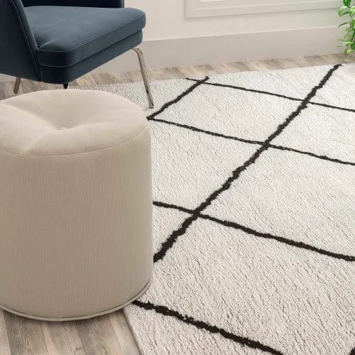 Centerline Dynamics Rugs Shag Style Diamond Trellis Area Rug - 5' x 7' - Ivory