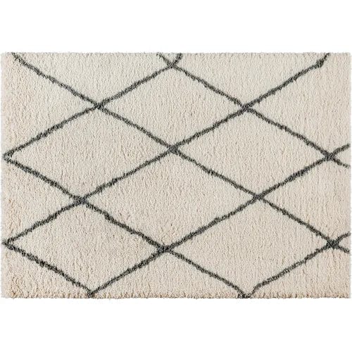 Centerline Dynamics Rugs Shag Style Diamond Trellis Area Rug, 5' x 7', Ivory/Gray Polyester