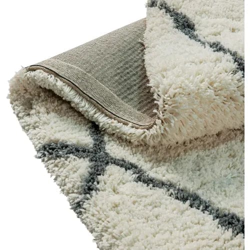 Centerline Dynamics Rugs Shag Style Diamond Trellis Area Rug, 5' x 7', Ivory/Gray Polyester