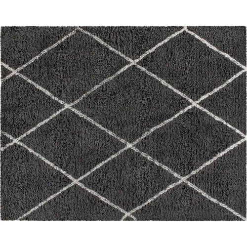 Centerline Dynamics Rugs Shag Style Diamond Trellis Area Rug, 8' x 10', Charcoal/Ivory Polyester