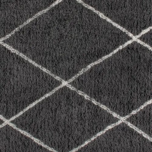 Centerline Dynamics Rugs Shag Style Diamond Trellis Area Rug, 8' x 10', Charcoal/Ivory Polyester