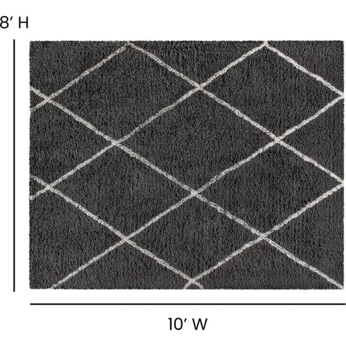 Centerline Dynamics Rugs Shag Style Diamond Trellis Area Rug, 8' x 10', Charcoal/Ivory Polyester