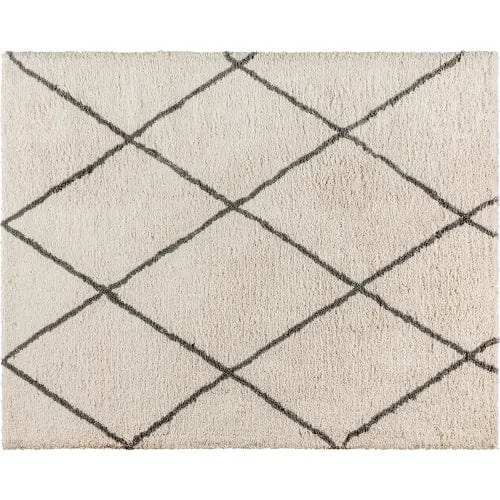 Centerline Dynamics Rugs Shag Style Diamond Trellis Area Rug, 8' x 10', Ivory/Gray Polyester