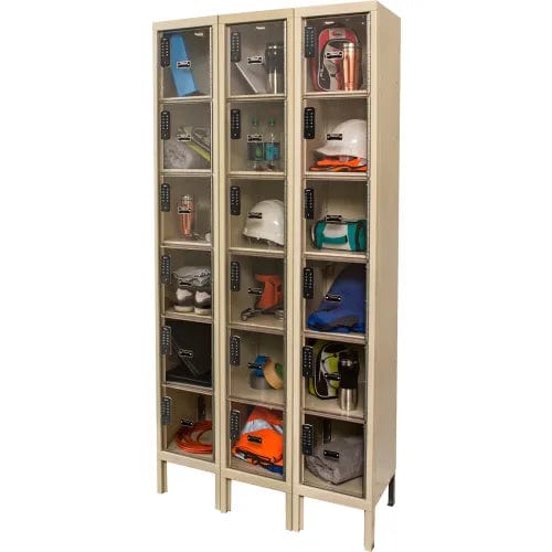Centerline Dynamics Safety-View Electronic Access Lockers Hallowell DigiTech 6-Tier 18 Door Safety-View Plus Locker, 36"W x 15"D x 78"H