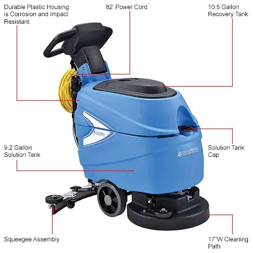 Centerline Dynamics Scrubbers & Floor Machines Electric Walk-Behind Corded Auto Floor Scrubber, 17" Cleaning Path