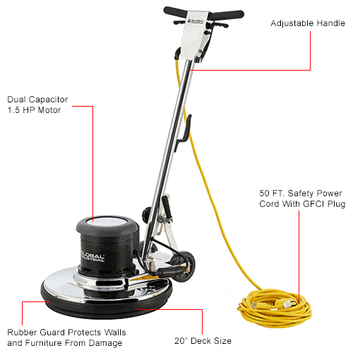 Centerline Dynamics Scrubbers & Floor Machines Global Industrial™ Dual Speed Floor Machine, 20" Cleaning Path