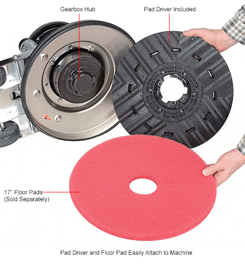 Centerline Dynamics Scrubbers & Floor Machines Global Industrial™ Low Speed Floor Machine, 17" Cleaning Path