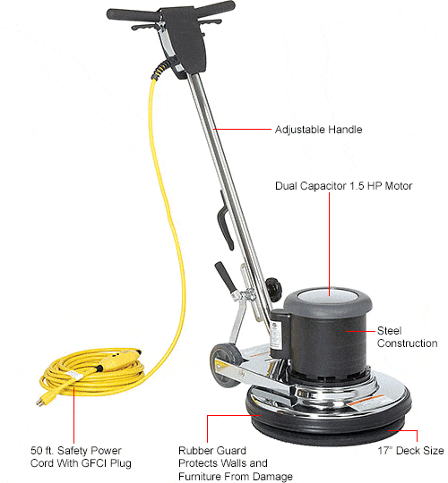 Centerline Dynamics Scrubbers & Floor Machines Global Industrial™ Low Speed Floor Machine, 17" Cleaning Path