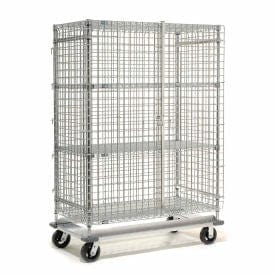 Centerline Dynamics Security Trucks Dolly Base Security Truck, Chrome, 24"W x 36"L x 70"H, Rubber, 2 Swivel, 2 Rigid Casters