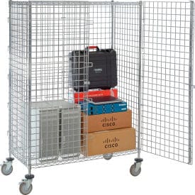 Centerline Dynamics Security Trucks Wire Security Truck, Chrome, 24"W x 48"L x 69"H, Polyurethane, 4 Swivel, 2 Brake Casters