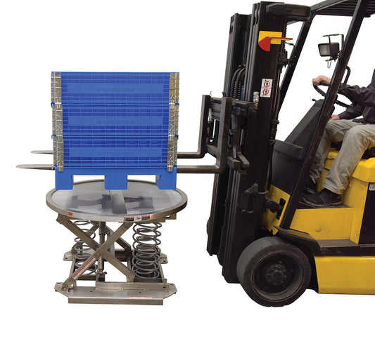 Centerline Dynamics Self Elevating Table Vestil Partially Stainless Steel Open Top Spring Scissor Table 4,500 Lb. Capacity