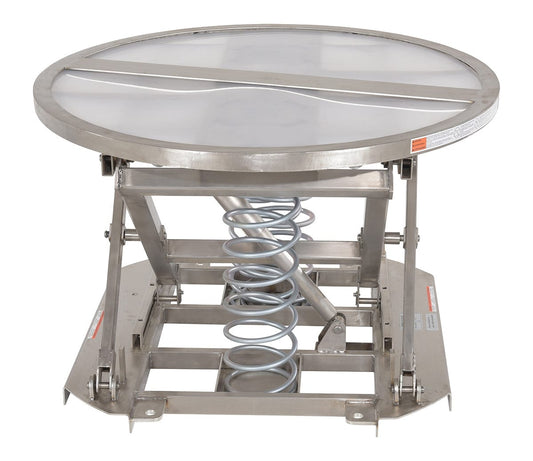 Centerline Dynamics Self Elevating Table Vestil Partially Stainless Steel Open Top Spring Scissor Table 4,500 Lb. Capacity