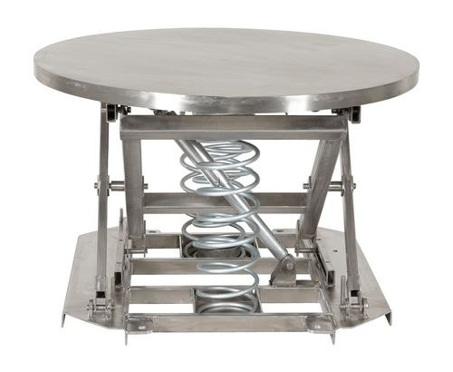 Centerline Dynamics Self Elevating Table Vestil Partially Stainless Steel Solid Top Spring Scissor Table 4,500 Lb. Capacity